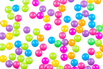 Colorful chocolate coated candy isolated on white background with clipping path.