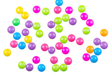 Colorful chocolate coated candy isolated on white background with clipping path.