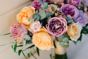 elegant wedding bouquet of fresh natural flowers