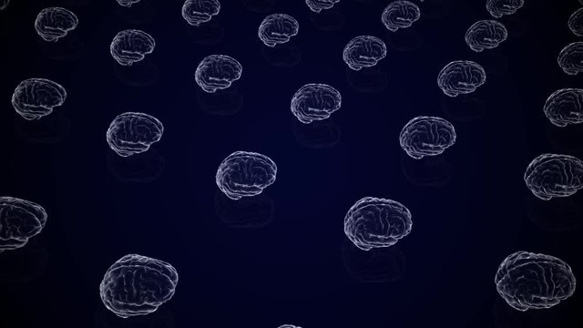 Formation aligned of rotating brains, symbol of passive conformism of mass.