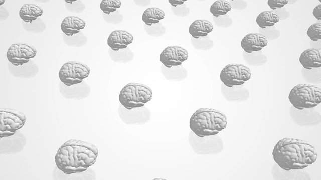 Formation aligned of rotating brains, symbol of passive conformism of mass.