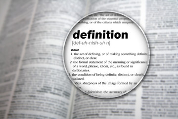 Dictionary concept design showing the word 'Definition'.