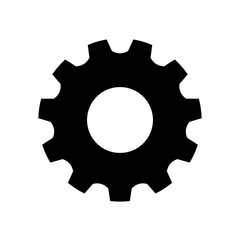 Gear or cog icon on white background.
