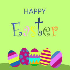 Greeting card with Easter eggs and the inscription.