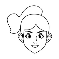 young woman head character icon