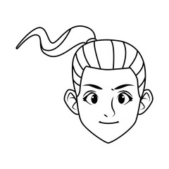 young woman head character icon