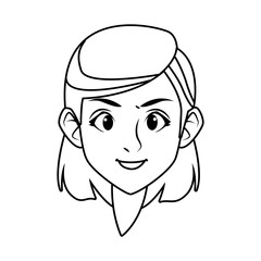 young woman head character icon