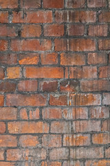 texture old red brick wall laid out at the beginning of the 18th century. Beautiful antique texture