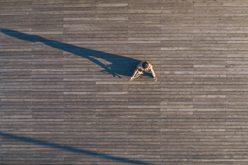 Female doing yoga in lotus pose