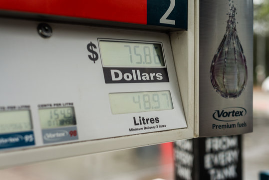 February 2020, Sydney, Australia - Petrol Price Displayed On The Bowser