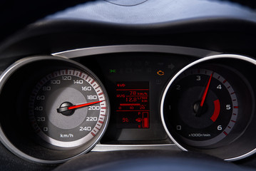 Speedometer passenger car, showing a higher speed 190 kmh.