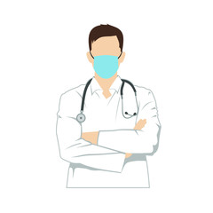 Fototapeta premium Doctor wearing mask clipart vector illustration