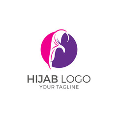 Muslim female in hijab , logo design, vector illustration
