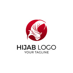 Muslim female in hijab , logo design, vector illustration
