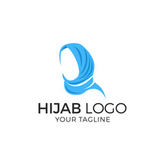 Muslim female in hijab , logo design, vector illustration
