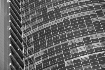 Urban background. Black and white balconies and windows.