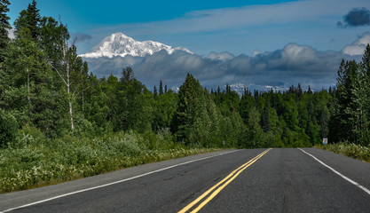 Mt McKinley, Denali, Denali Highway, Alaska, Mountain, Tallest Peak in US, USA, United States, Snow Capped