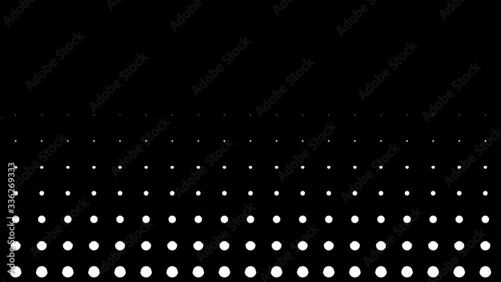 Poster dynamic black and white composition with dots scaling. retro and vintage pattern animation
