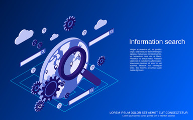 Web information search flat 3d isometric vector concept illustration