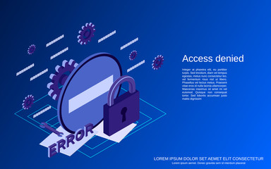 Access denied flat isometric vector concept illustration