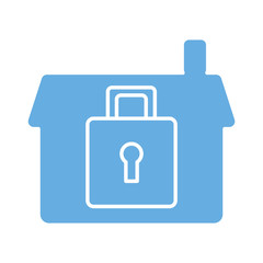 house front facade with padlock line style icon