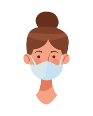 woman using face mask head character