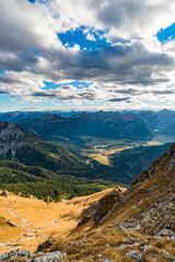Fototapeta premium Aggenstein at sunset in the Tannheimer Tal