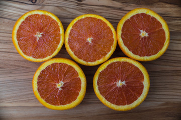 Fototapeta na wymiar Close Up of Fresh Oranges on wooden background