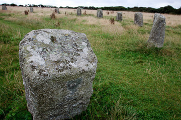 Lamorna (England), UK - August 16, 2015: The Merry Maidens stone circle, Cornwall, England, United...