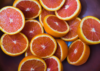 Close Up of Fresh Oranges on wooden background