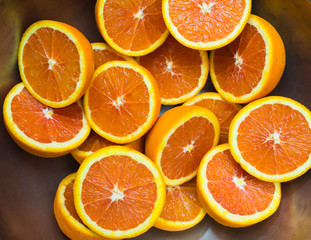 Close Up of Fresh Oranges on wooden background