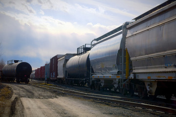 Fototapeta na wymiar train wagon on railway gas fuel transportation railroad track rail tanker