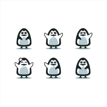 Cute Penguins Icon Set
