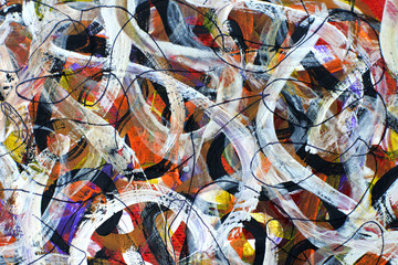 multi-layer multi-colored background. twisted white lines. 
