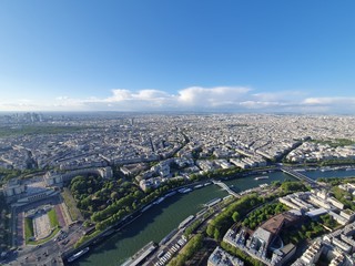Fototapeta na wymiar Skyview of Paris, France, Seine river. 