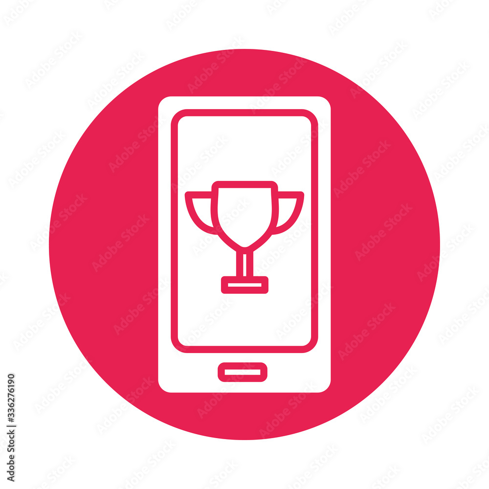 Canvas Prints smartphone with trophy cup block style icon