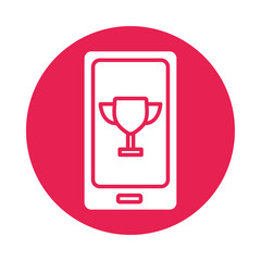 smartphone with trophy cup block style icon