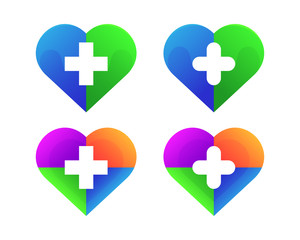 Collections of heart Medical vector logo design element. With colorful icon concept. Health symbol template