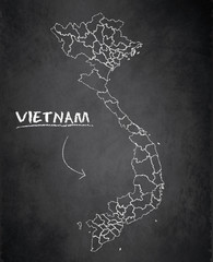 Vietnam map, administrative division, separates regions and names, background blackboard chalkboard vector