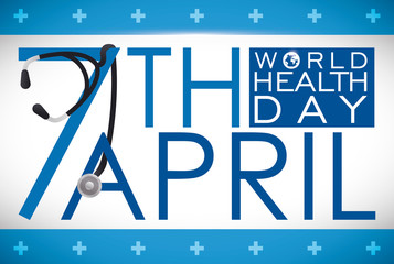 Stethoscope Tangled in the Date to Celebrate World Health Day, Vector Illustration