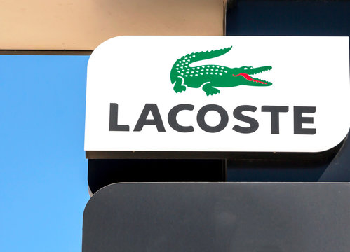 Ankara, Turkey: Lacoste logo. Lacoste is a French clothing company, founded in 1933 by tennis player Rene Lacoste