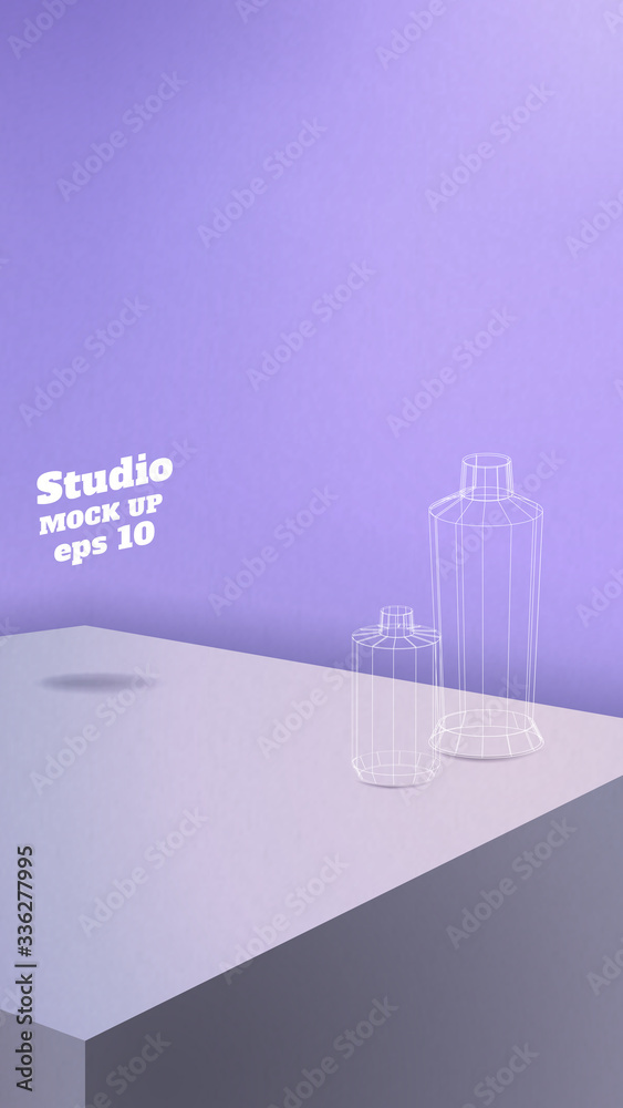 Fototapete studio table background.vector,pastel purple gradient product display block wall.mockup for display 