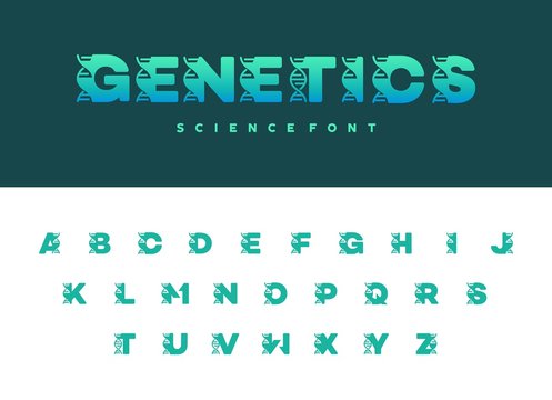 Collection of Science Genetic Font, Set of DNA Helix Letter alphabets Logo designs icon vector, Chromosome initial Logo Template