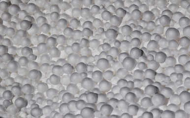 White polystyrene beads from a bean bag