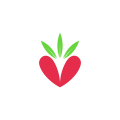 love heart strawberry fruit label symbol vector