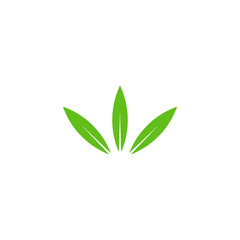 three leaves green simple geometric symbol logo vector