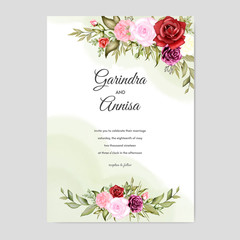 Elegant watercolor  wedding invitation card template design Premium Vector