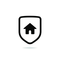 Fototapeta premium Shield with home icon. Safe house symbol concept isolated on white background. Vector illustration