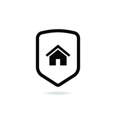 Shield with home icon. Safe house symbol concept isolated on white background. Vector illustration