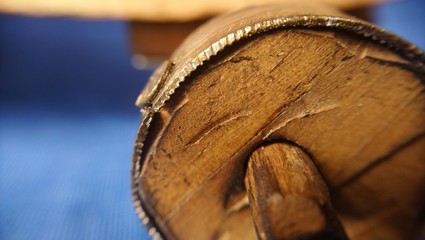 Macro of a well made in a marquetry